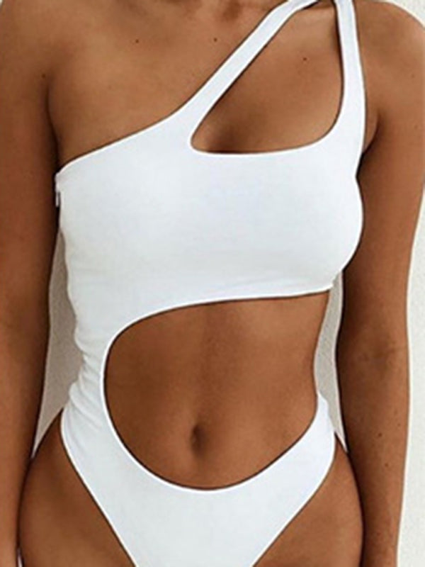 women's sexy bikini sloping shoulder one piece swimsuit