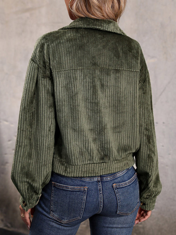 Women's New Solid Color Plush Casual Short Jacket