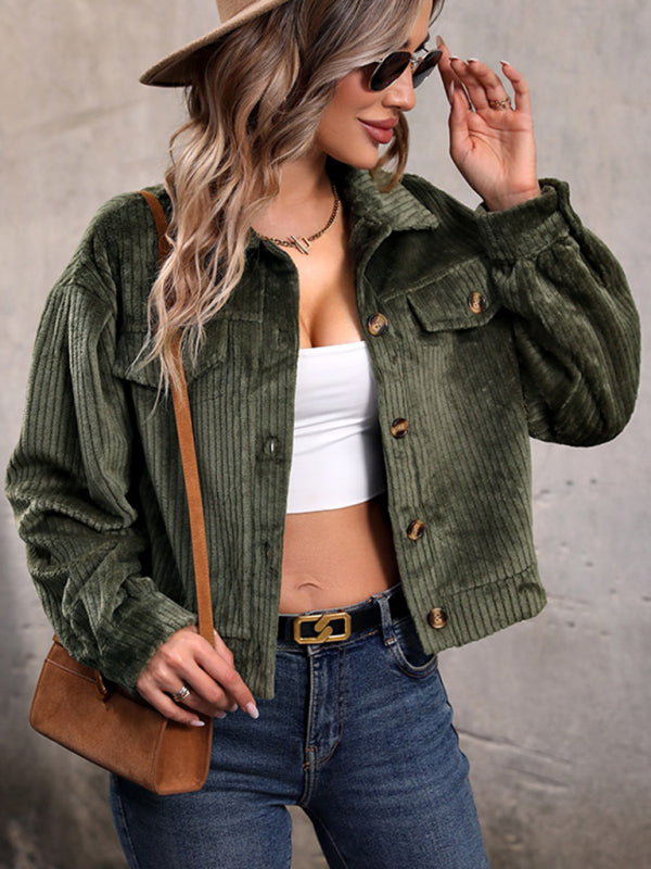 Women's New Solid Color Plush Casual Short Jacket