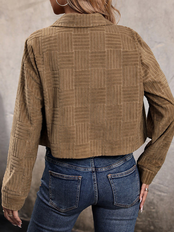 Fashion Women's Solid Color New Corduroy Short Jacket