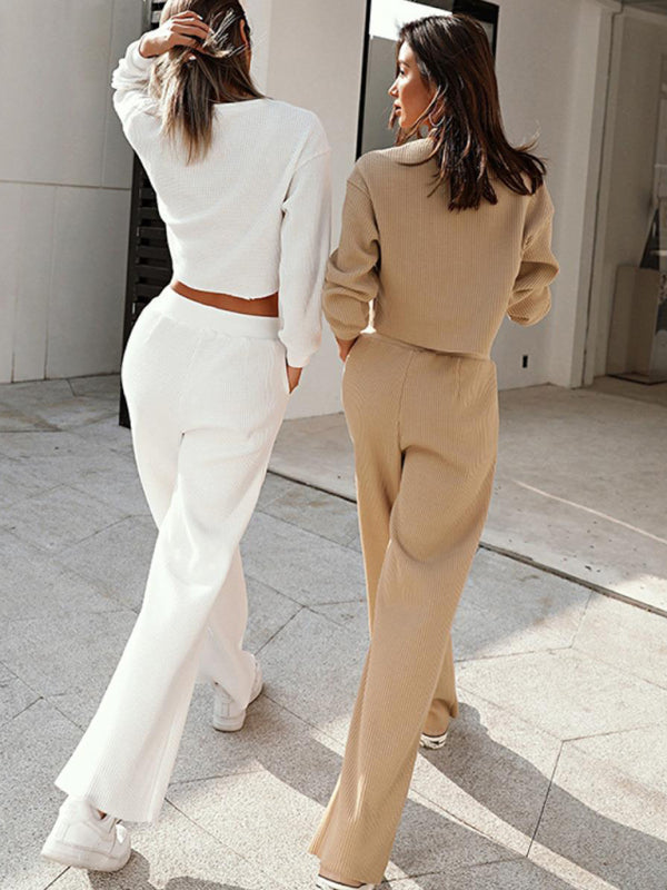 Women's Knit Casual Two-Piece Pants Set