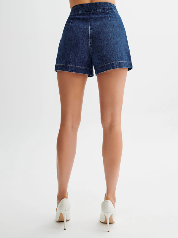 Women's Fashion Casual Sleeveless High Waist Denim Shorts Set