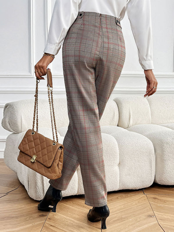 Women's lace-up plaid cigarette pants