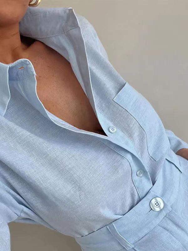 Fashion casual short trousers and long-sleeved shirt set