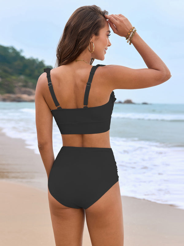 New swimsuit ruffled three-piece bikini