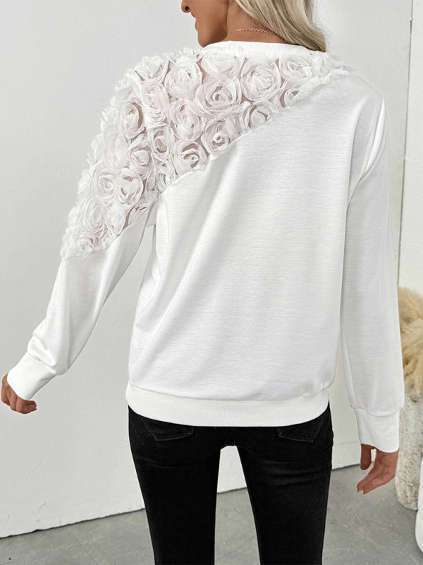 3D floral sweatshirt long-sleeved top