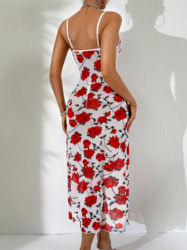 Sexy floral see-through seductive lingerie set