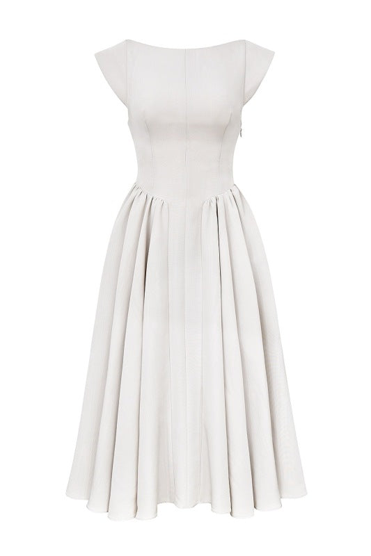 Backless round neck sleeveless vest midi dress